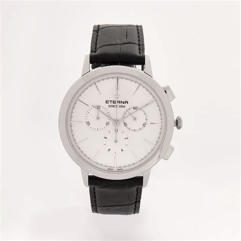 eterna silver tone chronograph watch